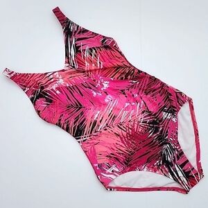 Speedo Women's One Piece Hot Pink  Tropical Print Swimsuit Size 8